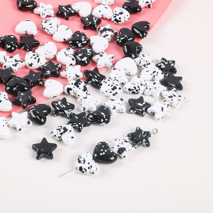 Wholesale New Acrylic Black and White Contrast Effect Love Beads Love Beads Love Beads Loose Beads