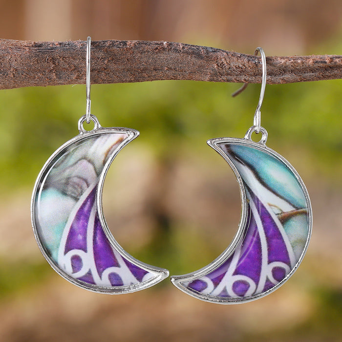 Wholesale Retro geometric star and moon pendant earrings niche advanced all-match earrings