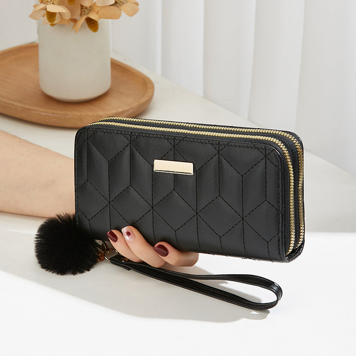 Wholesale Women's Bag New Wallet Women's Double Zipper Long Clutch Bag Fashion Double Layer Wallet Mobile Phone Bag JDC-WT-QJR009