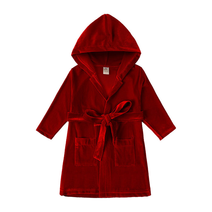 Wholesale New Children's Bathrobes Gold Velvet Men's and Women's Home Clothes Autumn and Winter Children's Sleeping Gowns JDC-CTS-SK006