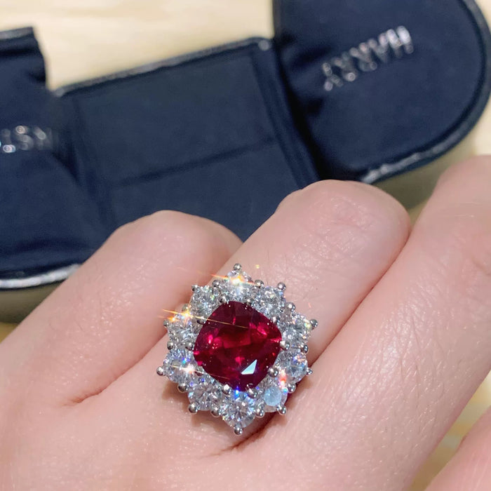 Wholesale Light luxury red tourmaline adjustable ring earring accessory set