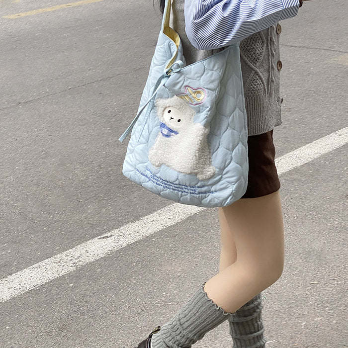 Wholesale Cute Cartoon Embroidery Shoulder Bag Autumn and Winter Large Capacity Tote Bag