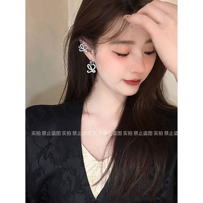 Wholesale Full diamond ear clip, female niche design, high-end earrings, light luxury temperament, unique earrings