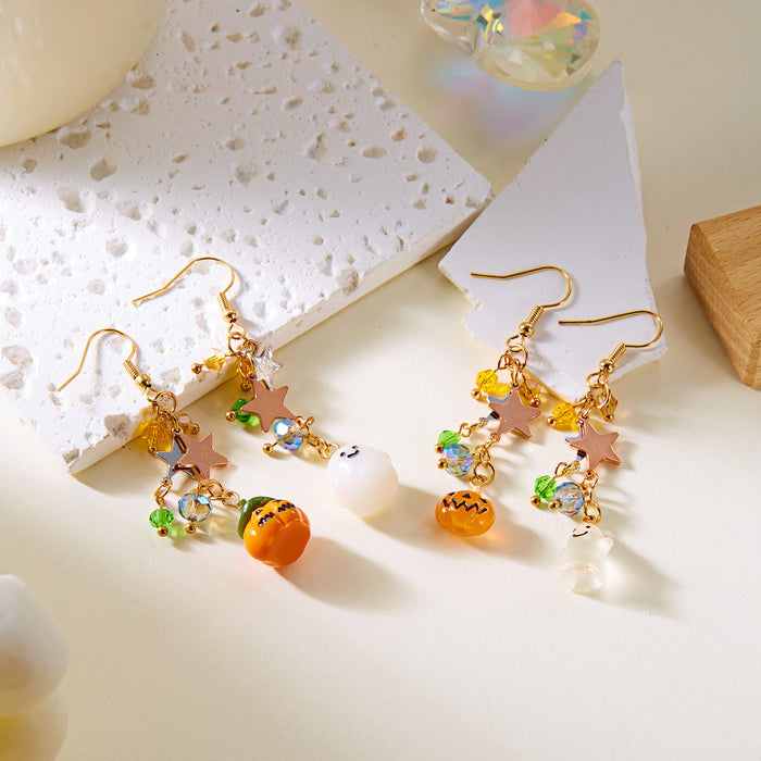 Wholesale  Tassel Earrings Orange Pumpkin Ghost Pendant Summer Fashion Ladies Personalized Trendy Ear Jewelry