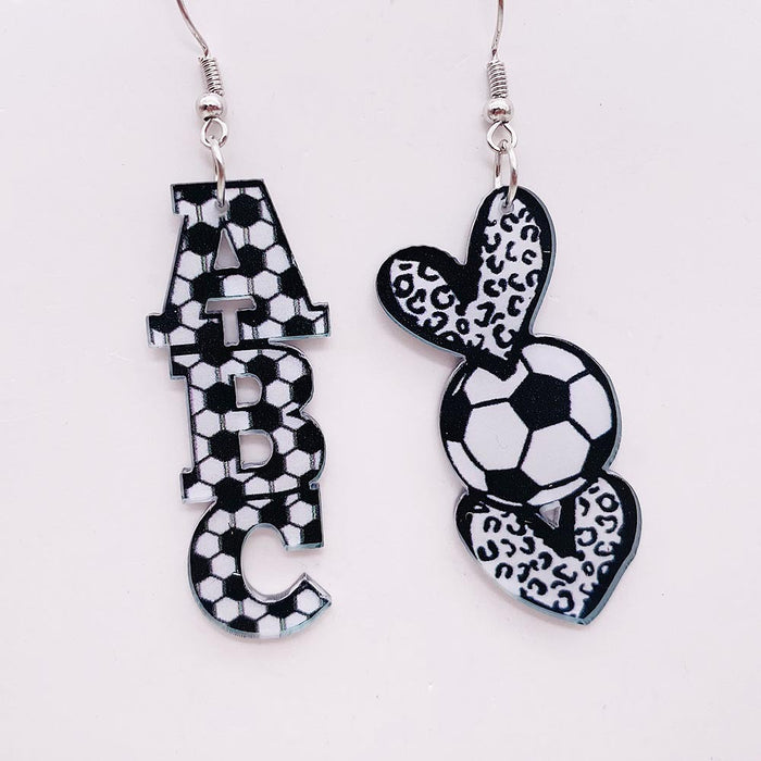 Wholesale football acrylic earrings lovely U-shaped leopard print earrings sports earrings jewelry