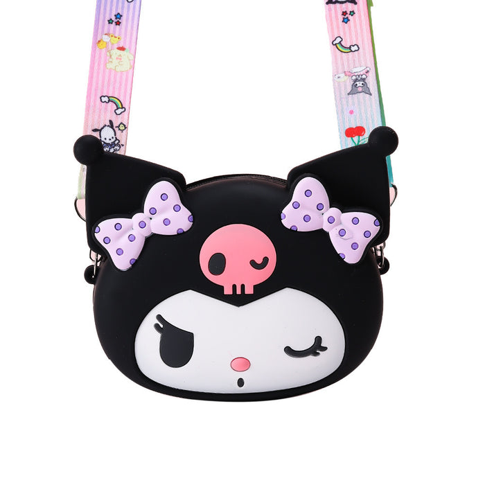 Wholesale Cartoon children's coin purse, three-dimensional silicone crossbody bag, mini cute girl portable bag