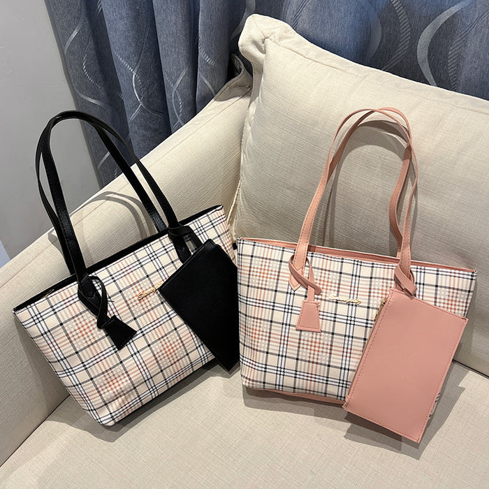 Wholesale Plaid Printed Tote Shoulder Bag JDC-SD-ShiCheng015