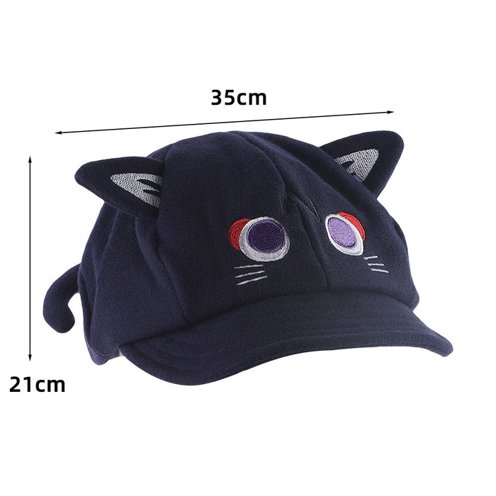 Wholesale Cat Ear Three-Dimensional Hexagon Hat Game Cartoon Beret Sweet Cat Beret