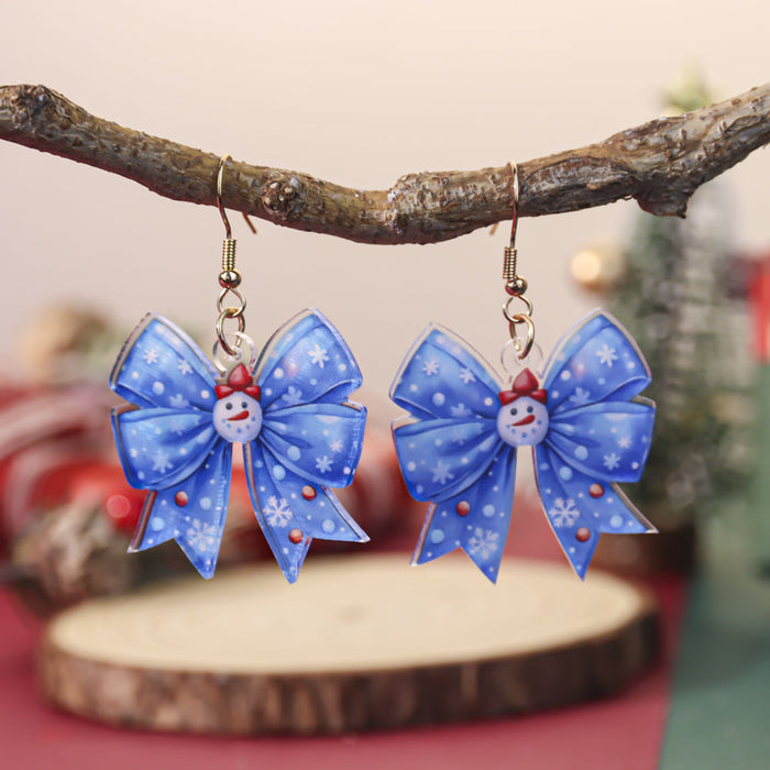 Wholesale Christmas bow earrings for women,  design with festive atmosphere,  snowman acrylic earrings