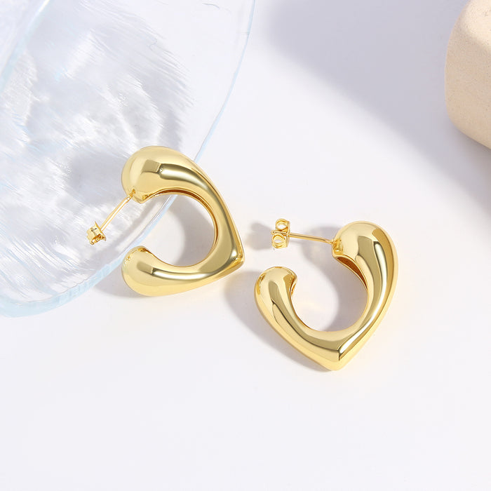 Wholesale Copper Gold Plated Glossy Love Earrings JDC-ES-BaiTian019