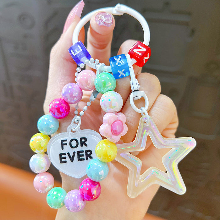 Wholesale Acrylic Cartoon Beaded Five-pointed Star Keychain JDC-KC-YanG066