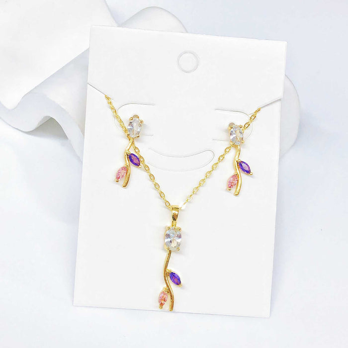 Wholesale Tulip Necklace and Earring Set Clavicle Jewelry