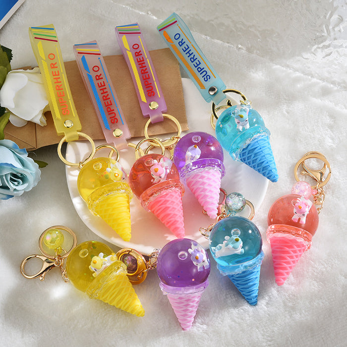 Wholesale Pendant Ice Cream Crystal Ball Quicksand Keychain