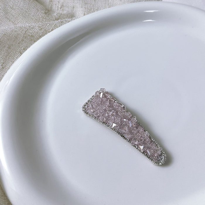 Wholesale Full Diamond Light Amethyst Hairpin Elegant Side Bangs Clip Duckbill Clip Hairpin