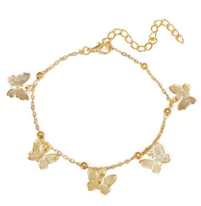 Wholesale Butterfly pendant bracelet, simple temperament, beach ankle chain, foot accessories, hollowed out butterfly bracelet