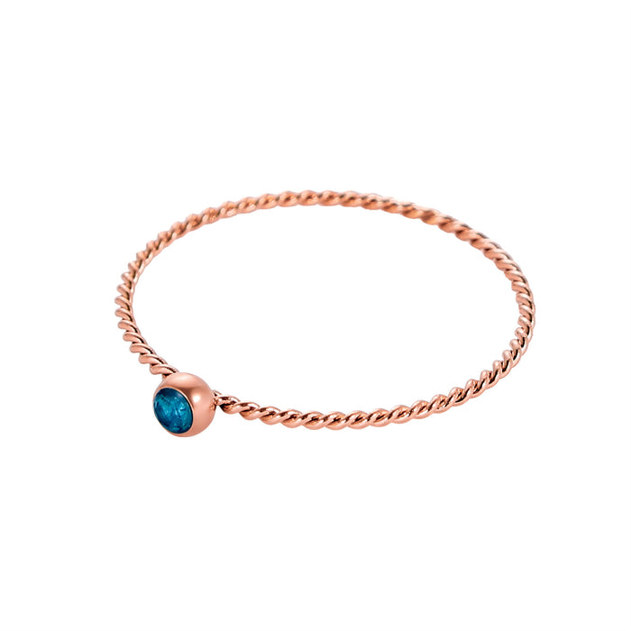 Wholesale Twisted ring with zircon ring stainless steel gold-plated birthstone twisted tail ring