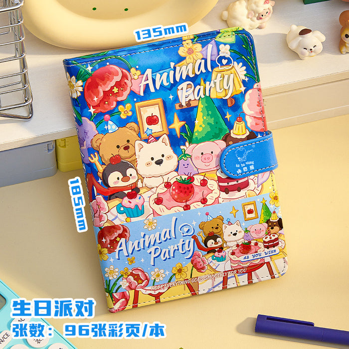 Wholesale Cute Cartoon Bear Imitation Leather Notebook with Magnetic Buckle 96 Full-Color Page