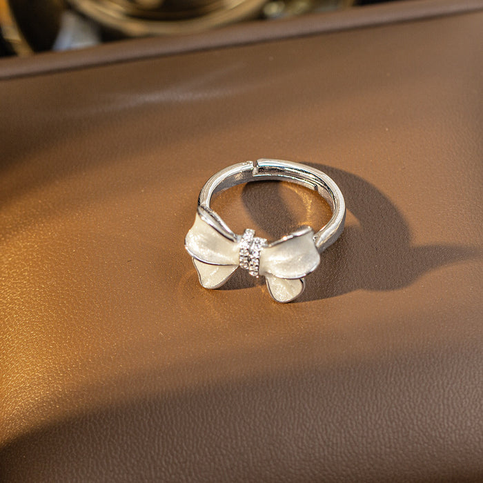 Wholesale Titanium Steel Necklace Bow Pendant Earrings Rings Set