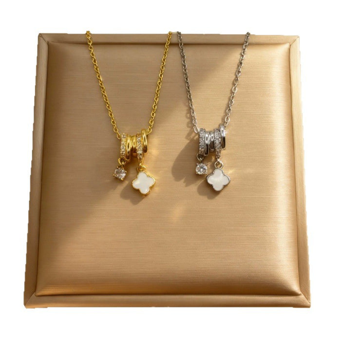 Wholesale Full Diamond Four-Leaf Clover Pendant Necklace for Women choker necklace
