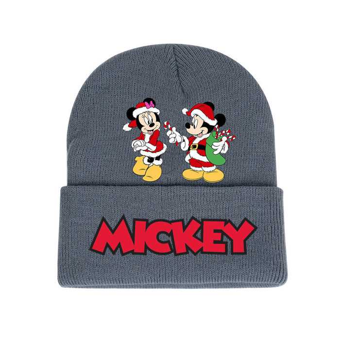 Wholesale Mickey Color Knitted Hat Foreign Trade New Fashion Black Printed Wool Hat Autumn and Winter Warm Ear Protection Hat JDC-FH-WDM013