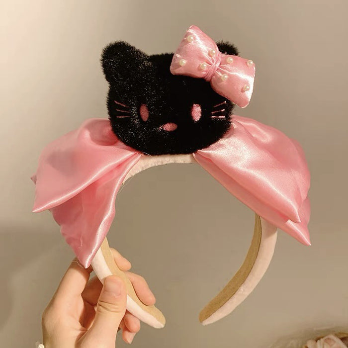 Wholesale Cute Bow Lace Plush Rabbit Ear Hair Band Women Wash Face Hair Band