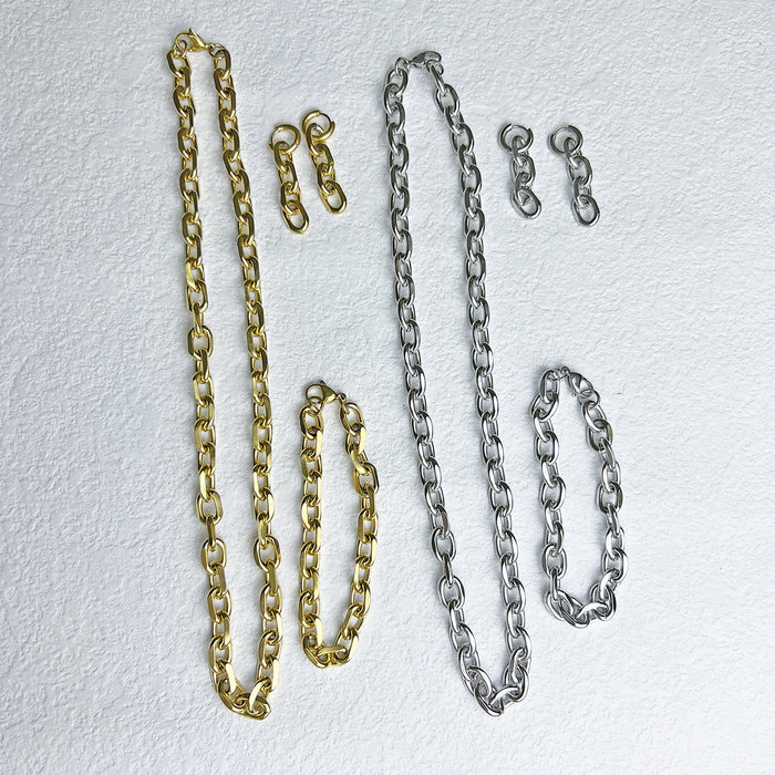 Wholesale Accessories: stainless steel jewelry,  simple thick chain,  titanium steel necklace,  bracelet,  earrings,  jewelry set