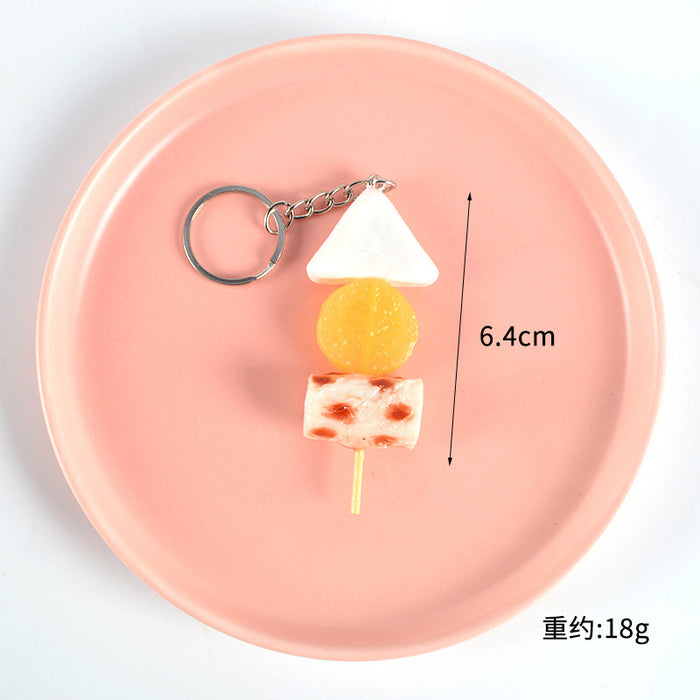 Wholesale PVC BBQ Skewers Food Toy Keychain Simulated Meat And Quail Egg Pendant Boutique Resale Accessory MOQ≥5