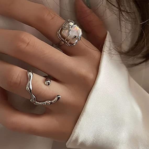 Wholesale Fashion trend inlaid ring, light luxury niche open mouth ring