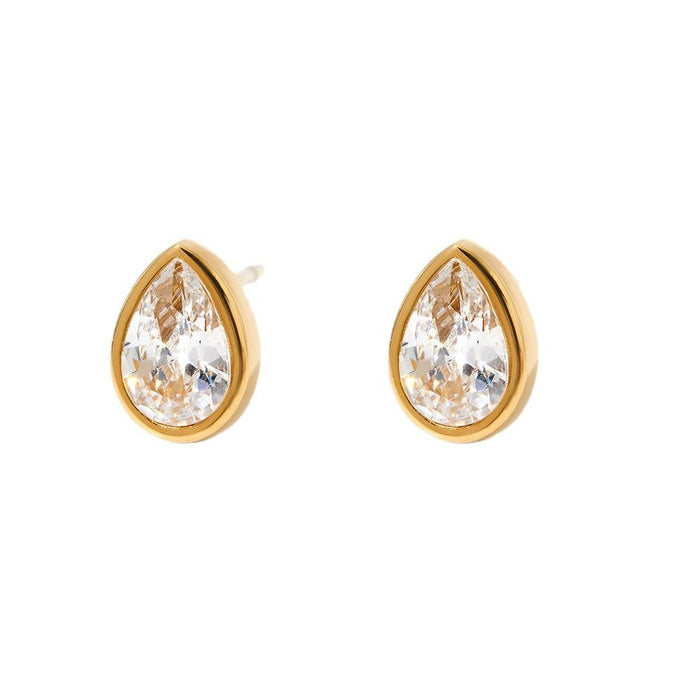 Wholesale Stainless Steel Zircon Heart Water Drop Earrings For Women Everyday Jewelry Gift