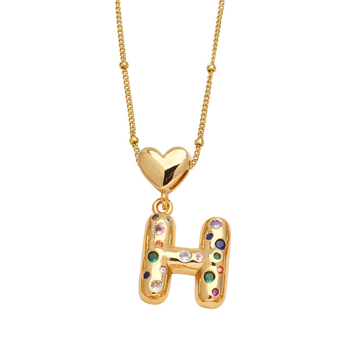 Wholesale  Love  English Letter Necklace Women's Color Zircon Gold Plated Clavicle Chain