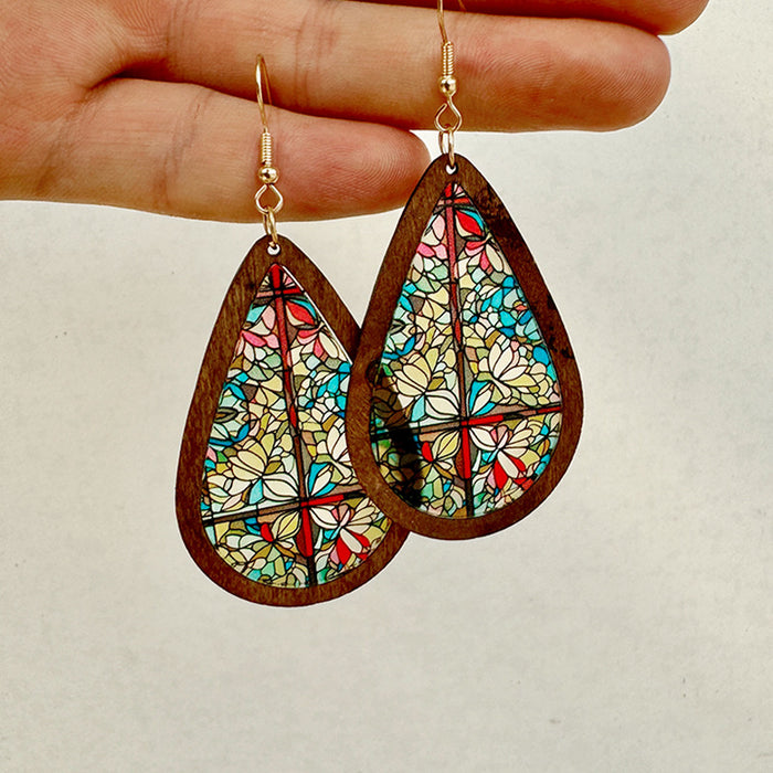Wholesale Trendy Acrylic Water Drop Earrings Church Color Print Translucent Jewelry Accessory