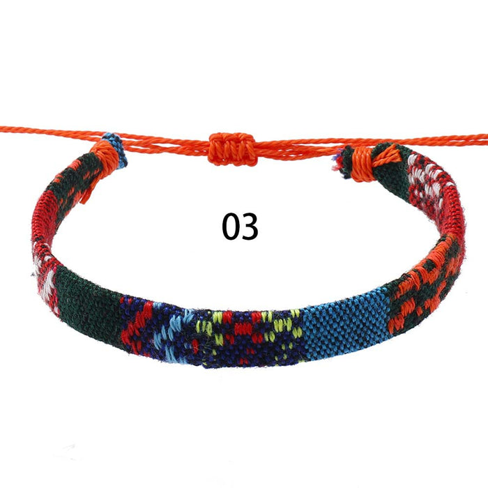 Wholesale Bohemian Cotton and Linen Fabric Braided Bracelet Colorful Ethnic Style Simple Knot Bracelet JDC-BT-XH010