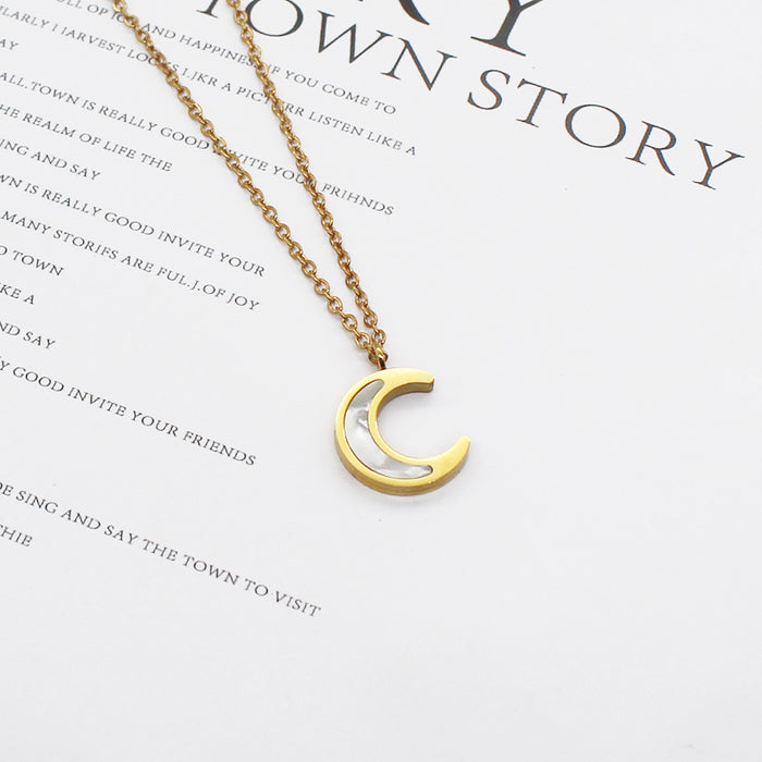 Wholesale moon pendant Stainless steel necklace JDC-NE-mif003