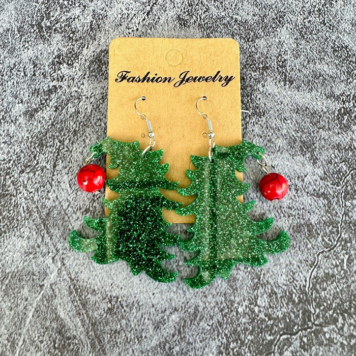 Wholesale Christmas tree acrylic ing earrings Christmas exaggerated holiday jewelry