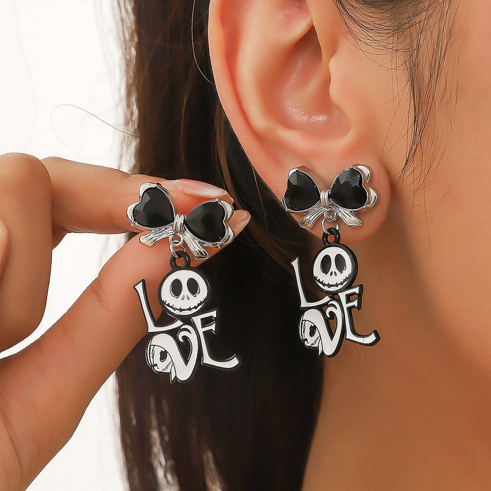 Wholesale Skull Dark Diamond Alloy Pumpkin Spider Halloween Earrings Set JDC-ES-ShuangN002