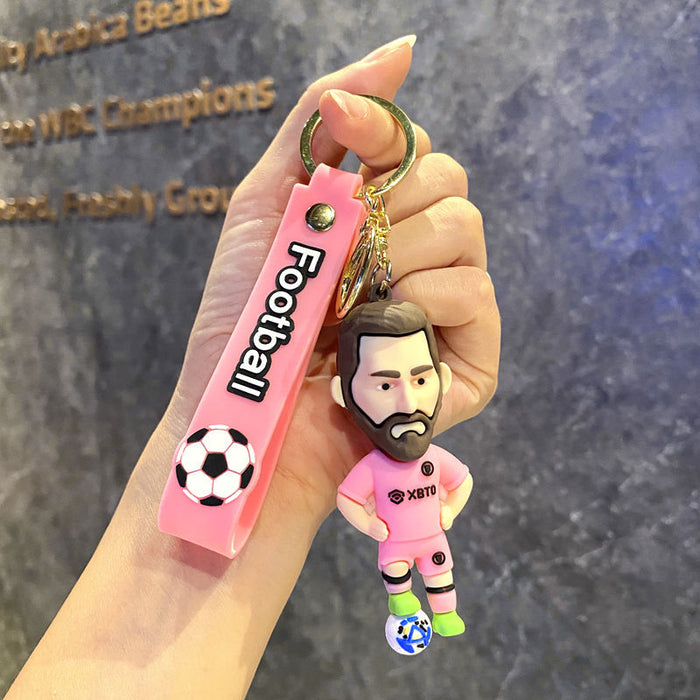 Wholesale Metal Soccer Star Cartoon Keychain Decorative Car Key Accessory MOQ≥2