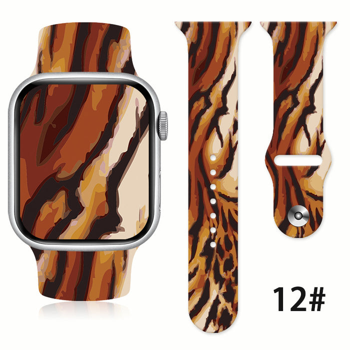 Wholesale Silicone Animal Fur Printed Silicone Watch Strap Wristband JDC-WD-NuoQi031