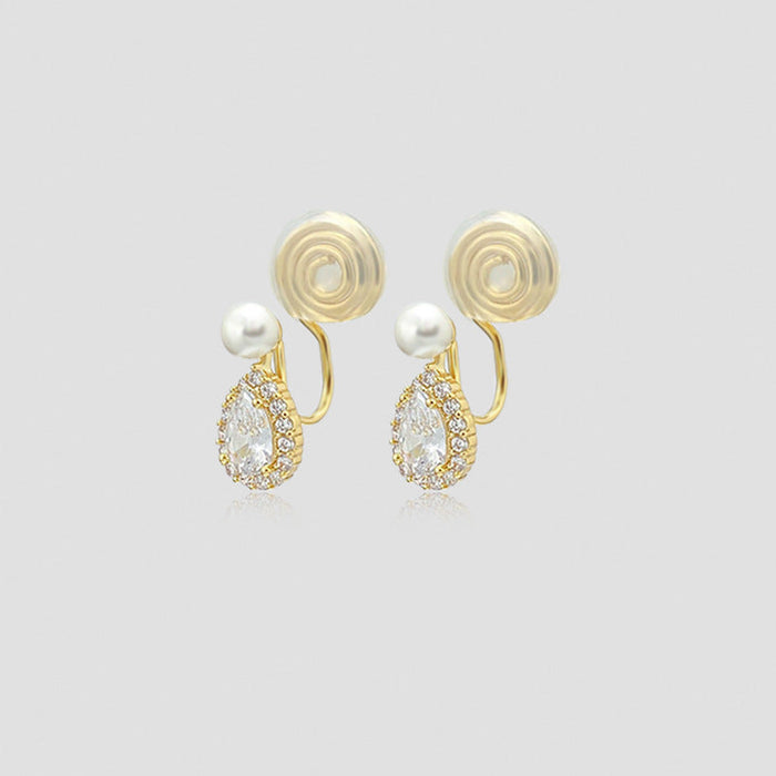 Wholesale  water drop pearl earrings female temperament niche design  mosquito coil ear clip decoration