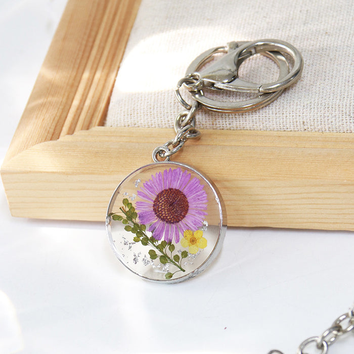Wholesale Dried Flower Resin Keychain JDC-KC-AWei005