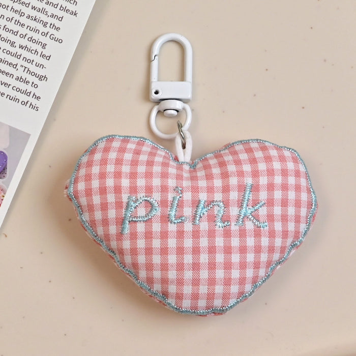 Wholesale Cotton filled three-dimensional grid heart-shaped keychain