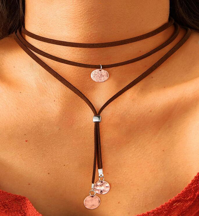 Wholesale Jewelry simple and fashionable velvet strap self-adjusting round pendant necklace necklace necklace