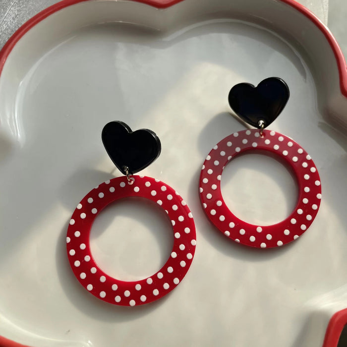 Wholesale Personalized retro red exaggerated circle earrings ear clip