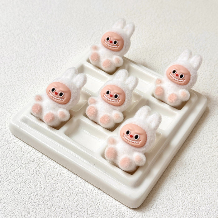 Wholesale 10pcs Cartoon flocking sitting beaded pen keychain accessories mobile phone chain loose bead jewelry accessories