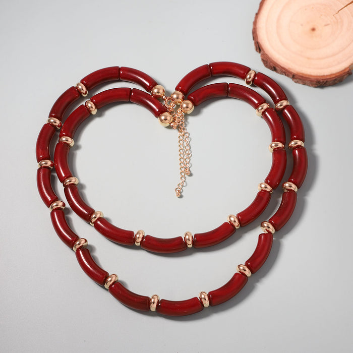 Wholesale multi-layered stacked bamboo necklace bracelet suit all-match temperament women's