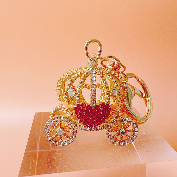 Wholesale Rhinestone Heart Pumpkin Zinc Alloy Keychain JDC-KC-ZhanLun012