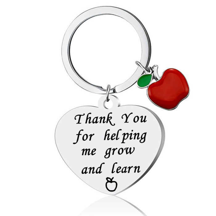 Wholesale Stainless steel small apple-shaped accessory heart-shaped keychains