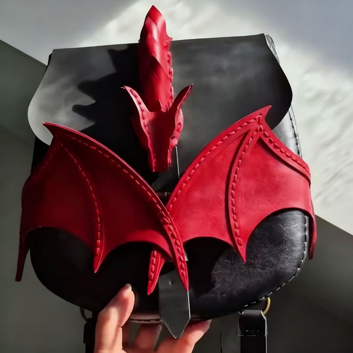 Wholesale Retro Magic Dragon Small Round Crossbody Bag  Bat Contrast Color Trendy Fashion Gift