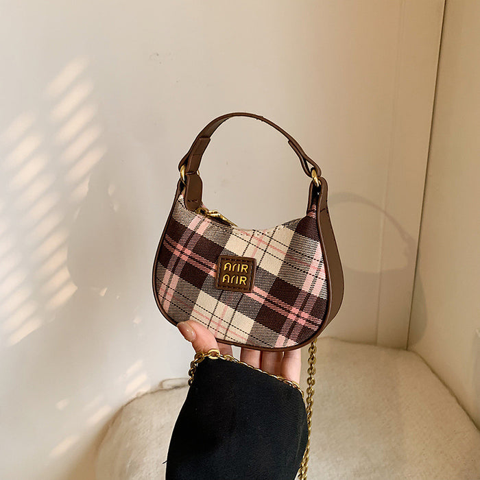 Wholesale Plaid handbag, children's crossbody bag, fashionable underarm shoulder bag