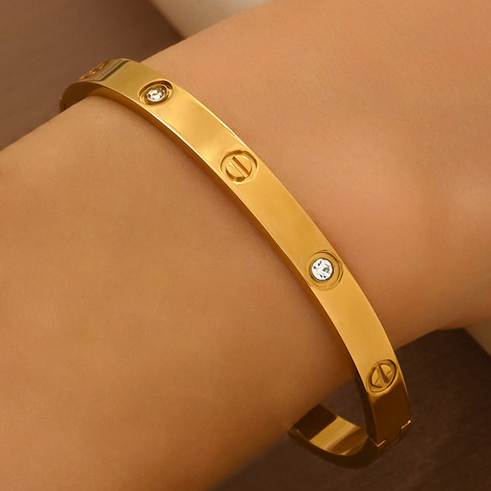 Wholesale Chic Starry Nail Bangle Titanium Steel Full Crystal Bracelet Fashion Jewelry Accessory