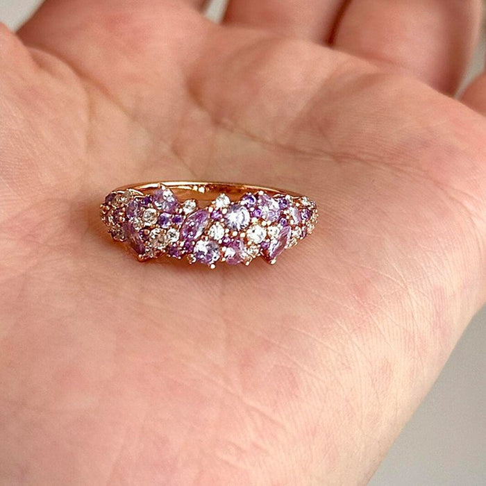 Wholesale Sparkling purple full diamond ring